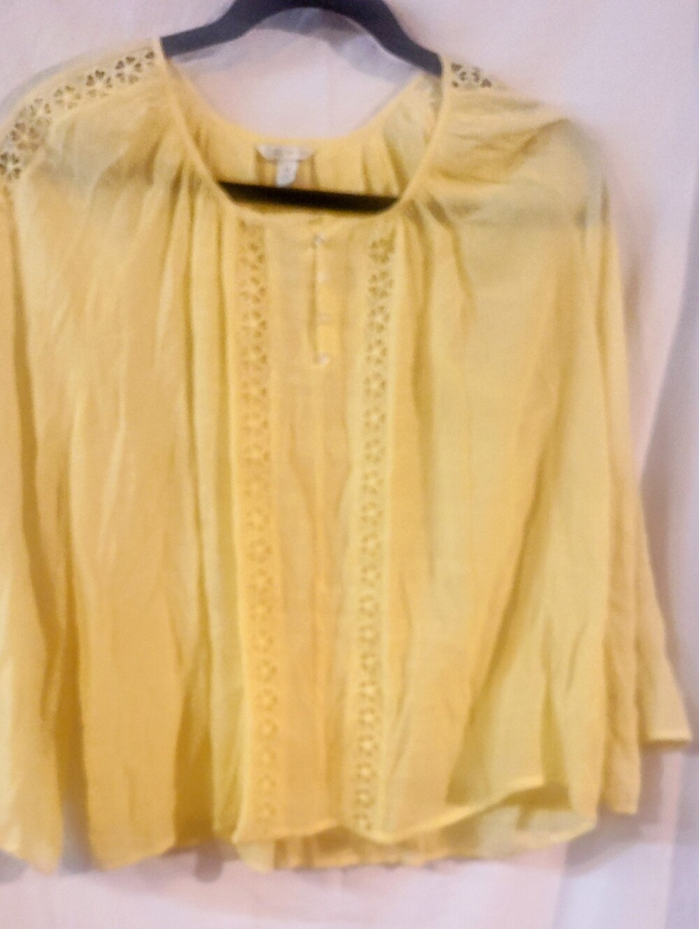 Light Yellow Women's Embroidered Peasant Top - Cato